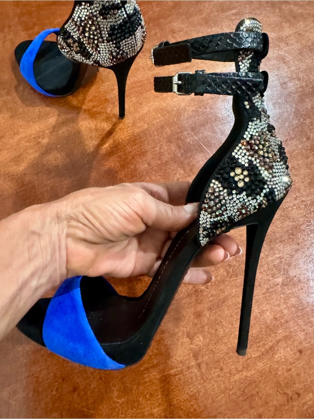 Giuseppe Zanotti Cobalt Blue Suede and Swarovski Crystal Stilettos - Picture 13 of 13